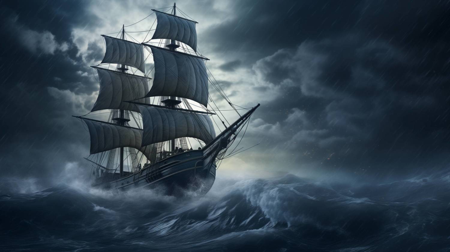 The Mary Celeste in a storm