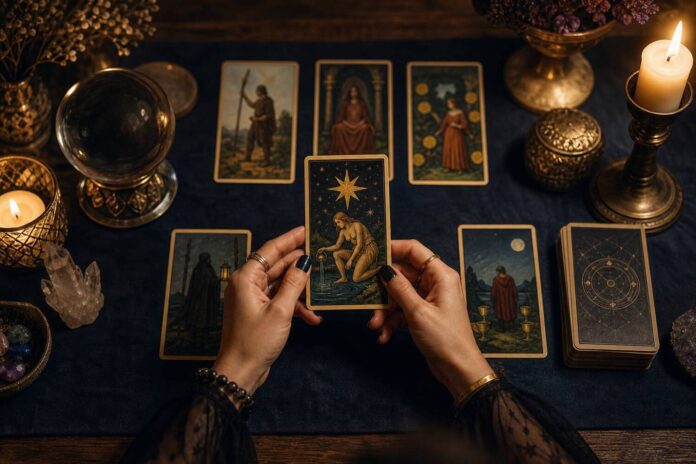 Learn how tarot readers interpret card meanings through symbolism, suits, numerology, reversals, deck traditions, and birth cards in
