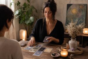 Learn how to build a tarot-reading practice ethically: find clients, set clear boundaries, test your offer, and plan