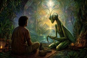 Mantis-like beings recur in ayahuasca and psychedelic reports. Explore cultural meanings and possible explanations without assuming the entities